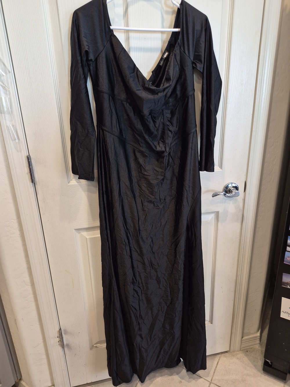 Fashion Nova Black Long Sleeve Cowl Neck Maxi Dress